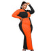 Color-Orange-Plus Size Clothing Spring Color Matching Sexy Casual Set-Fancey Boutique