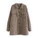 Color-Multi-Spring Fashionable Brushed Collared Pocket Decorative Loose Plaid Coat Shacket-Fancey Boutique