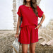 Color-Red-Women Clothing Spring Summer Casual Solid Color Suit-Fancey Boutique