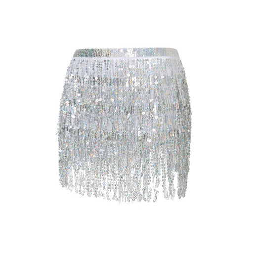 Color-Skirt-Women Clothing Multi Layer Sequined Tassel Belly Dance Skirt Sexy Shiny Party Skirt Sexy Sets-Fancey Boutique
