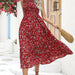 Color-Burgundy-Women Clothing Spring Summer Floral Dress Women Elegant Holiday Large Swing Dress-Fancey Boutique