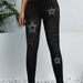 Spring Summer Holes Cut Rotten Contrast Color Printed Denim Skinny Denim Trousers-Black-Fancey Boutique