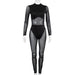 Color-Black-Early Spring Women Sexy Mesh See Through Stitching High Waist Tight Casual One Piece Trousers-Fancey Boutique