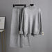 Color-Gray-Autumn Winter Knitting Suit Women Trendy Semi-High Collar Sweater Thickened Outer Wear Loose two piece set-Fancey Boutique