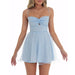 Summer Sweet Gentle Bow Backless Design Floral Sexy Hollow Out Cutout Out Camisole Dress-Blue-Fancey Boutique