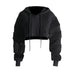 Color-Black-Casual Sweater Autumn Niche Design Lamb Wool Short Stitching Hooded Top for Women-Fancey Boutique