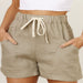 Color-Khaki-Women Casual Shorts Summer New High Waist Lace-up Sports Wome Pants-Fancey Boutique