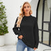 Color-Black-Twist Casual Solid Color round Neck Sweater Idle Autumn Winter Loose Pullover Sweater-Fancey Boutique
