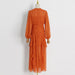 Australian Brand Elegant Ruffled Maxi Dress Autumn round Neck Long Sleeve Pleated Dress-Fancey Boutique