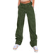 Color-Green-Slim High Waist Multi Pocket Cargo Pants Women-Fancey Boutique