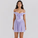 Women Clothing Sexy Dress Sexy Sexy Off Shoulder Mesh Tube Top Dress Women Purple Short Dress-Violet-Fancey Boutique