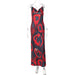 Women Clothing Summer Printed V Neck Maxi Dress Sexy Backless Dress-Red-Fancey Boutique