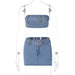 Color-Blue-Women Clothing Summer Sexy Denim Bandeau Slim Fit Skirt Set-Fancey Boutique