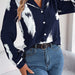 Color-Autumn Winter Contrast Color Striped Collar Long Sleeve Shirt Women Clothing-Fancey Boutique