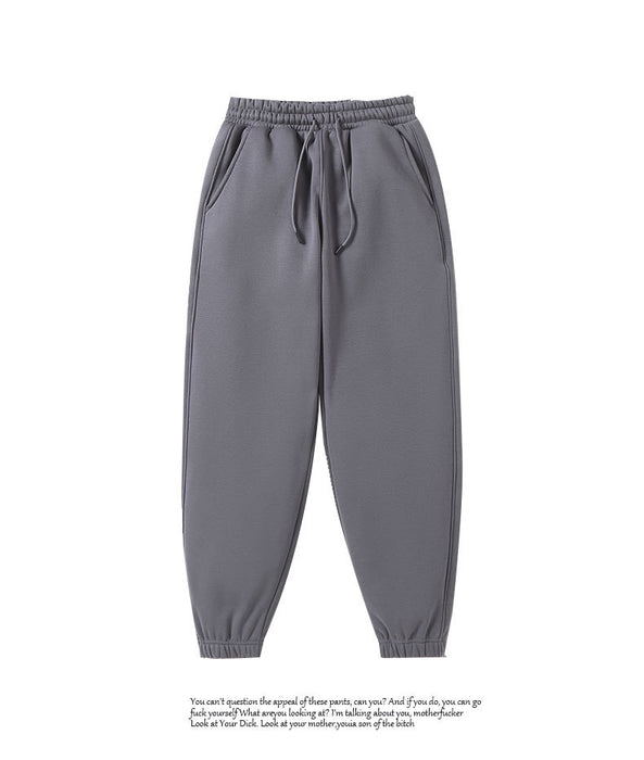 Color-Carbon Gray Fleece-Lined Pants-Winter Velvet Sweatpants Women Fleece Lined Track Pants Casual Loose Ankle Tied Jogger Pants-Fancey Boutique