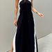 Summer Cotton Linen Backless Halter Split Dress Women-Black-Fancey Boutique