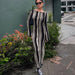 Autumn Winter Women Clothing Autumn Round Neck Flared Sleeves Vertical Stripes Slim Maxi Dress-Fancey Boutique