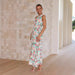 Color-Summer Street Women Printed Folding Sleeveless V Neck Swing Dress-Fancey Boutique