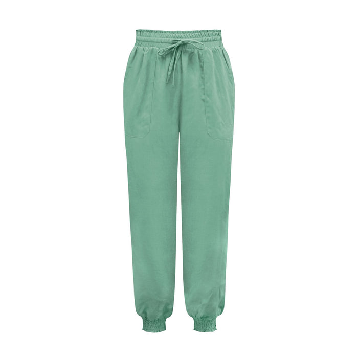 Color-Mint Green-Spring Summer Women Clothing Solid Color Rayon Comfort Casual Trousers Drawstring Elastic Waist Harem Pants-Fancey Boutique