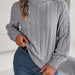 Color-Gray-Autumn Winter Casual Solid Color Twist Long Sleeve Turtleneck Loose Sweater Women Clothing-Fancey Boutique