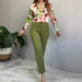 Casual Collared Print Casual Two Piece Suit-Fancey Boutique