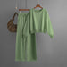 Color-Green-Two Piece Set Short Long Sleeve Suit Women Autumn Winter-Fancey Boutique