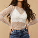 Color-White-【MOQ-5 packs】 Spring Summer Women Clothes Bubble Beads Big Diamond See Through Mesh Tops Women-Fancey Boutique