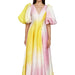 Color-Yellow-Fashionable Color V neck Lantern Sleeve Dress-Fancey Boutique