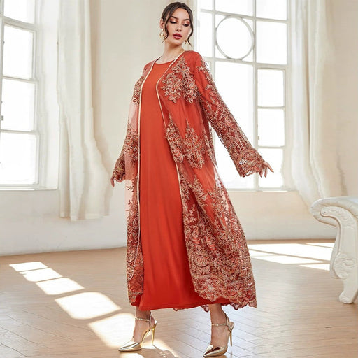 Autumn Dubai Arab Morocco Casual Mesh Skirt Set-Fancey Boutique