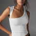 Color-White-Spring Summer Irregular Asymmetric Neckline Top Sexy Backless T shirt Slim Fit Vest Outer Wear Women-Fancey Boutique