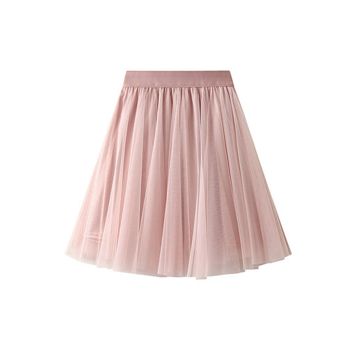 Color-Pink-Skirt Spring Summer Women Korean High Waist Bubble Skirt Slimming Short A line Tulle Skirt Short Skirt-Fancey Boutique