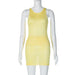 Women Clothing Summer Round Neck Sleeveless Top Sexy Skirt Woolen Suit-Yellow-Fancey Boutique