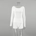 Summer Thin Long Sleeve Shorts Slim Fit Two Piece Set Comfortable Knitted Home Wear Women-White-Fancey Boutique