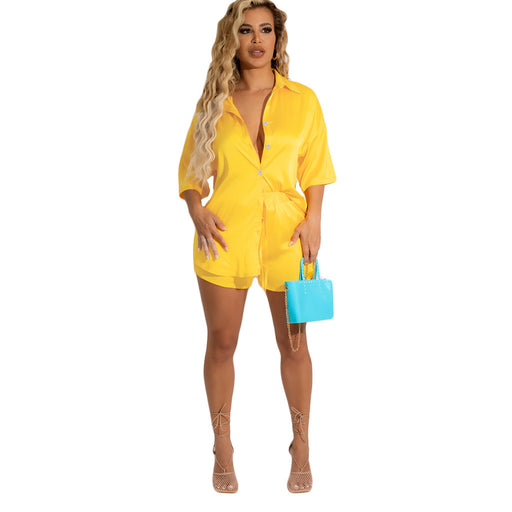 Solid Color Fashion Casual Women Two-Piece Set-Yellow-Fancey Boutique