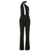 Color-Black-Fall Women Clothing Halter Sexy Cutout Backless Slim Fit Skinny Jumpsuit-Fancey Boutique