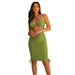 Color-Green-Women Clothing Spring Summer Thread Small Sling Short Midi Skirt Sexy Two-Piece Suit-Fancey Boutique