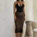Color-Black-Summer Women Clothing Sexy Sling Bare Back Jumpsuit Hollow Out Knitted Skirt Set-Fancey Boutique