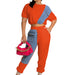 Color-Orange-Denim Casual Set Denim Combination Casual Sports Set-Fancey Boutique