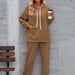 Color-Brown-Arrival Casual Loose Fitting Hoodie Top Ankle Tied Trousers Sweater Suit for Women-Fancey Boutique
