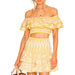 Color-Yellow-Summer French Wooden Ear Short Top High Waist Cake Layer Skirt Sexy Two Piece Suit Suit-Fancey Boutique