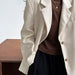 Color-Beige-Retro Heavy Industry Metal Buckle Corduroy Blazer Women Korean Loose High Grade Blazer-Fancey Boutique