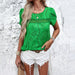 Color-Green-Women Clothing Spring Summer Elegant Casual Jacquard Short Sleeved Top-Fancey Boutique