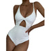 Swimsuit Solid Color One-Piece Hollow Out Cutout Mesh Embroidered Bikini Sexy Swimsuit-Fancey Boutique