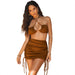 Color-Brown-Women Clothing Spring Summer Thread Small Sling Short Midi Skirt Sexy Two-Piece Suit-Fancey Boutique