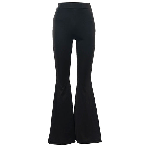 Color-Black-Spring New Casual Solid Color High Waist Slim Fit Big Flared Trousers Women Clothing-Fancey Boutique