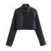 Color-Black-High Waist Short College Blouse Women Top Summer Polo Collar Single Shirt-Fancey Boutique