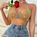 Summer Nightclub Gem Chain Strap Women Tube Top-Tank Top-Yellow-Fancey Boutique