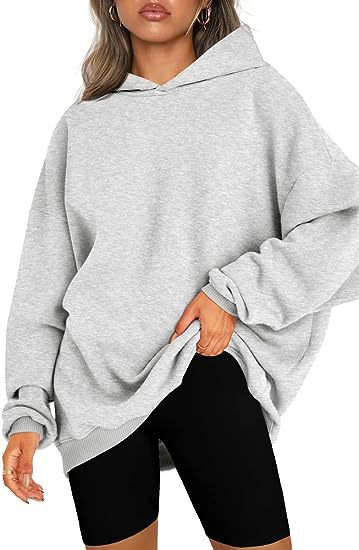 Color-Light Gray-Women Clothing Hooded Pullover Oversized Loose Casual Brushed Hoody-Fancey Boutique