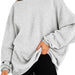 Color-Light Gray-Women Clothing Hooded Pullover Oversized Loose Casual Brushed Hoody-Fancey Boutique