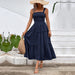 Color-Purplish blue-Women Solid Color Sling Summer Dress-Fancey Boutique